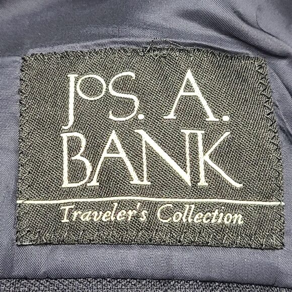 Jos A Bank Blazer Mens 40 Long Navy Blue Tailored Fit Wool Traveler's Collection - Picture 6 of 10